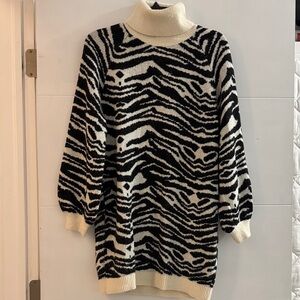 Zebra Print Turtleneck Sweater